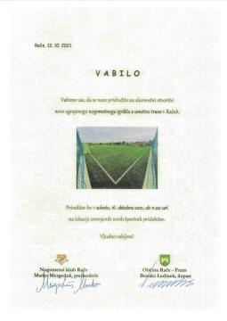 VABILO IGRIŠČE Z UMETNO TRAVO